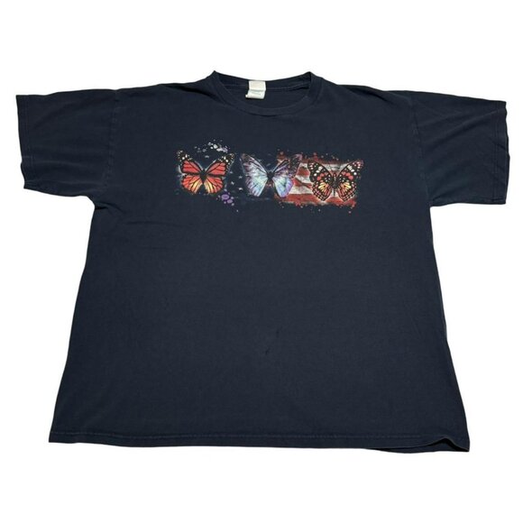 Vintage Tennessee River 2000s Butterfly Us Flag Shirt Adult XL - Picture 1 of 6